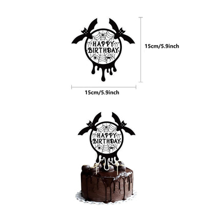 Gothic Black and Silver Horror Theme Birthday Party Supplies Funeral Decorations with Balloons Die Cut Skulls Hearts Ghosts Bats Spiders and Screaming Faces Halloween Party Supplies