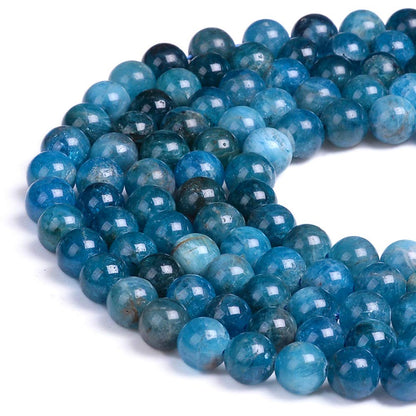 PLTbeads Natural Gemstone Loose Beads Smooth Round Approxi 15 inch DIY Bracelet Necklace for Jewelry Making (6mm, Blue Apatite)