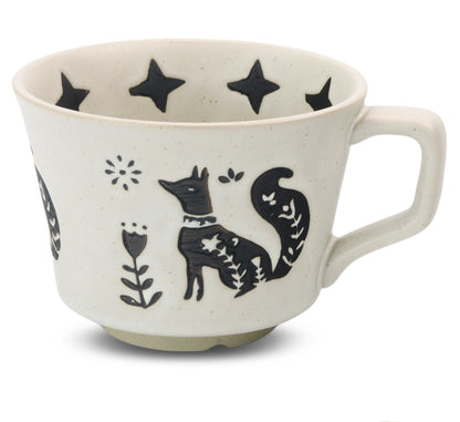 LINVIA Ceramic Coffee Mug, 11 oz Small Novelty Unique Teacup with Handle, Stoneware Cup for Tea Mocha Latte Cappuccino (Fox)