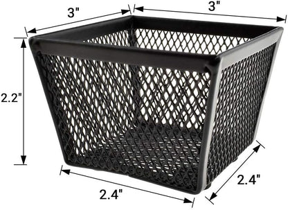 HAHIYO Stackable Paper Clip Mesh Holder cup 2.2" Height 2 Pack Black Sturdy PaperClip Holder Container for Desk Drawer Organizer Collection for Home Office School Soft Foam Feet No Sharp Edges