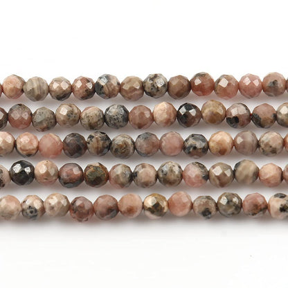 Song Xi 180pcs 2mm Natural Black Stripe Rhodochrosite Gemstone Beads Faceted Round Loose Stone Beads for Jewelry Making (1 Strand)