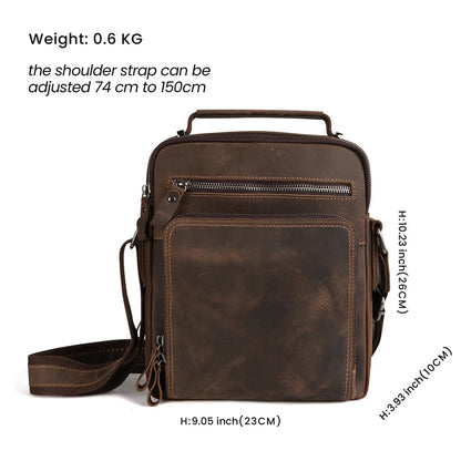 POPBOBZHUO Men’s Leather Messenger Bag for business Man’s Purse Top layer Cowhide Crossbody Shoulder bag for man