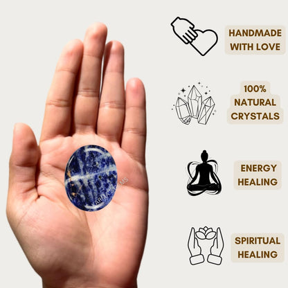 Sodalite - Rubbing Natural Thumb Worry Stone - Hold in Your Hand for Relaxation or Anxiety Relief - Enhance Meditation, Aid in Healing the Mind, Body and Spirit
