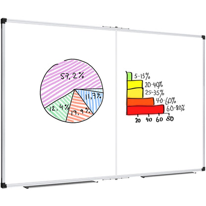 XBoard Magnetic Whiteboard 60 x 36 Inch, Foldable Dry Erase White Board with Aluminium Frame & Marker Tray 5' x 3', Wall Mounted Folding Message Presentation Board