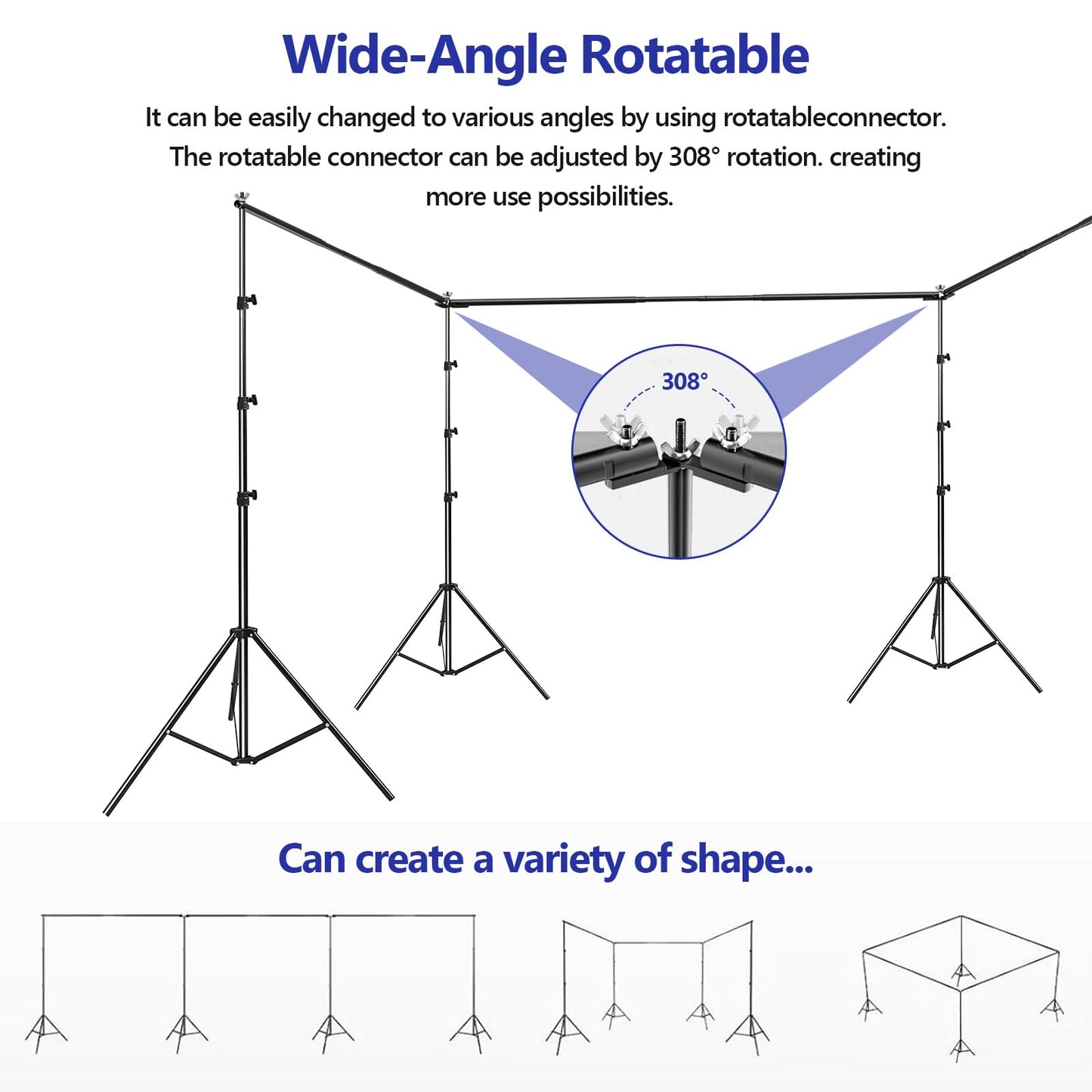 SLOW DOLPHIN Photo Studio Background Stand Support Kit Backdrop Stand, 40ft (Wide) x 8.5ft (Tall) Square Large Adjustable Backdrop Stand with Rotatable Connector, Carry Bag, Sand Bags Clamps.