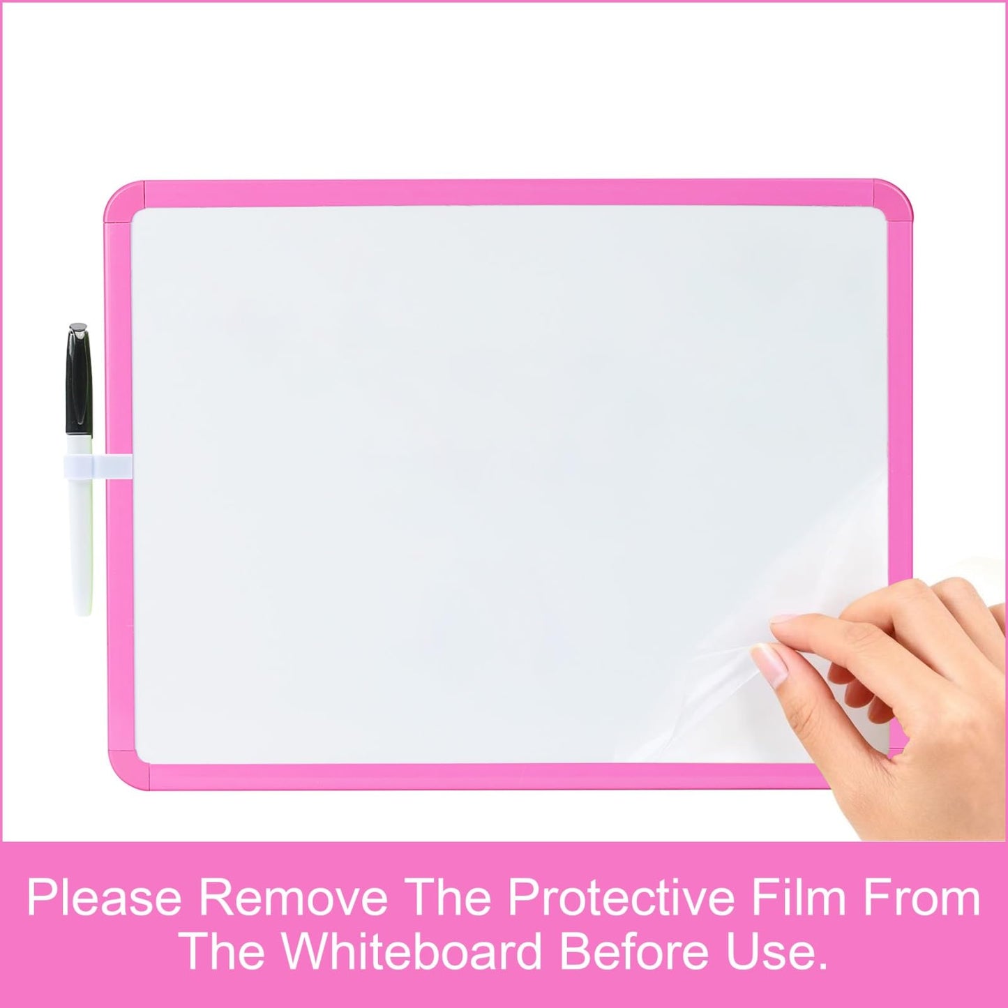 MXG Double Sided Pink Dry Erase Board, 12x16 Inch Small White Board with Marker, Magnets, Eraser, for Coaches, Students, Kitchen, Portable Mini Whiteboard for Fridge, Wall, Desk
