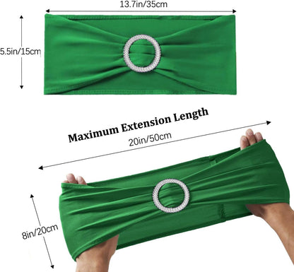 Tvoip 10PCS Chair Cover Stretch Band with Buckle Slider Sashes Bow Wedding Banquet Chair Decoration (Green)