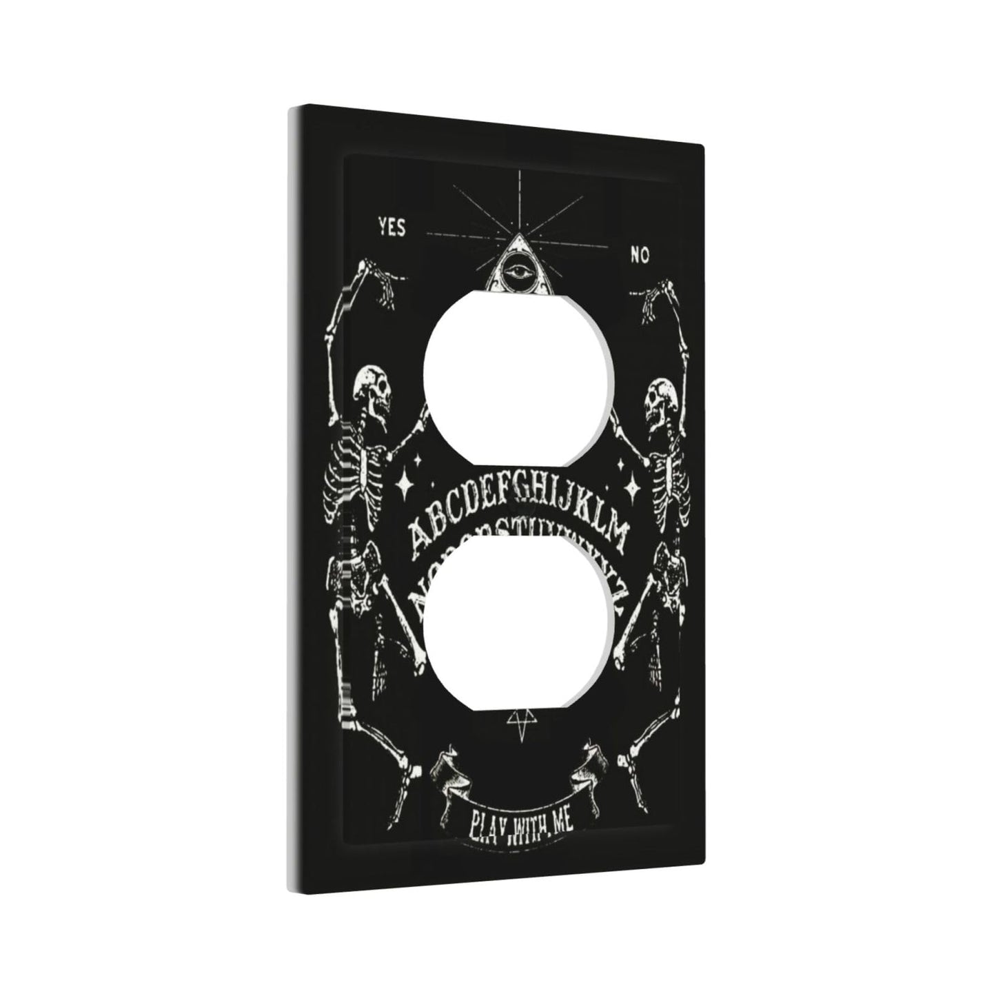 Decorative Dark Skull Gothic Skeleton Duplex Wall Plate 1-Gang Receptacle Outlet Cover Cool Halloween Funny Hippy Mystic Eyes Lovers Aesthetic Electrical Light Faceplate Switch Plate Covers