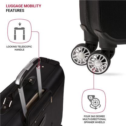 SwissGear 7895 Premium Garment Bag with Spinner Wheels, Amazon Exclusive, Bonus Hanging Feature, 24-Inch Luggage - Black