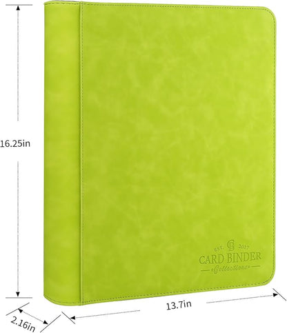 Toploader Binder,Toploader Hard Cases, 9-Pocket Pages Sleeves Hold up 288 Cards.Toploader Card Binder with Sleeves for “3×4” rigid，Card Holder(Grass Green)