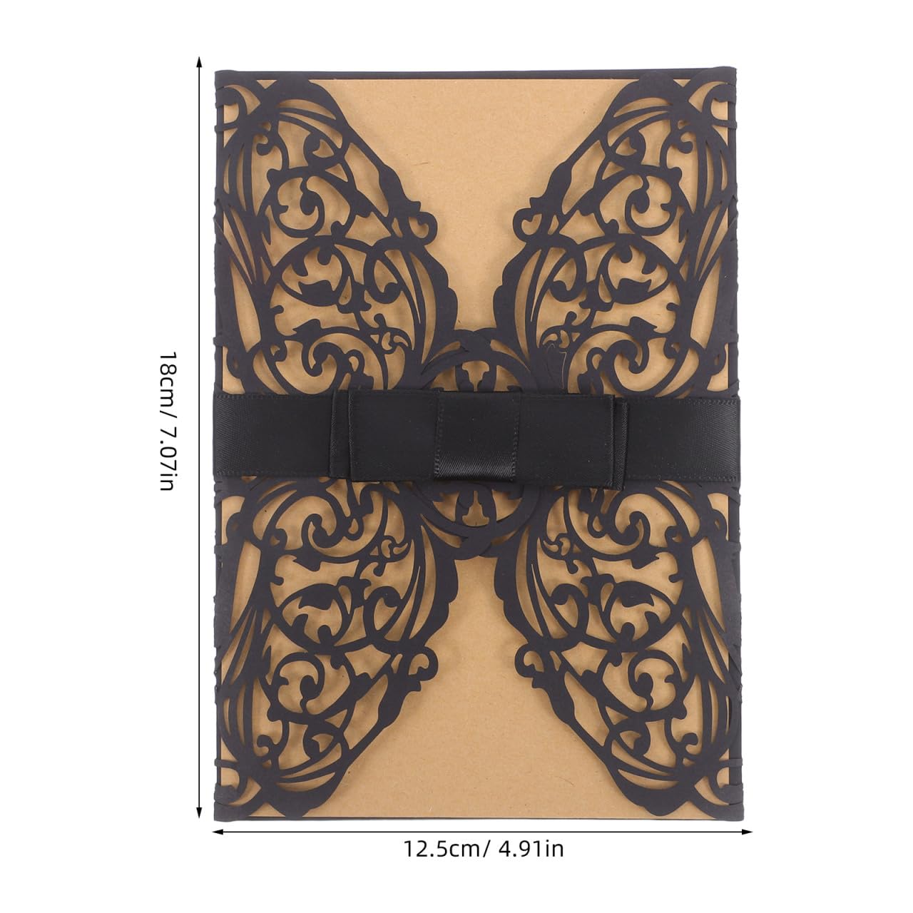 STOBOK Halloween Party Invitations - 10pcs Laser Cut Invitation Cards with Envelopes and Bowknots - Black Hollow Card Kits for Horror Party Supplies Weddings Baby Showers Event Celebrations 7.1x4.9in