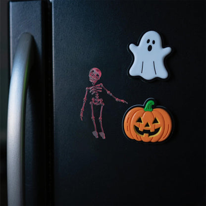 Lacabin Poseable Skeleton Fridge Magnets Set of 4, Funny 3D Skull Refrigerator Decor for Halloween