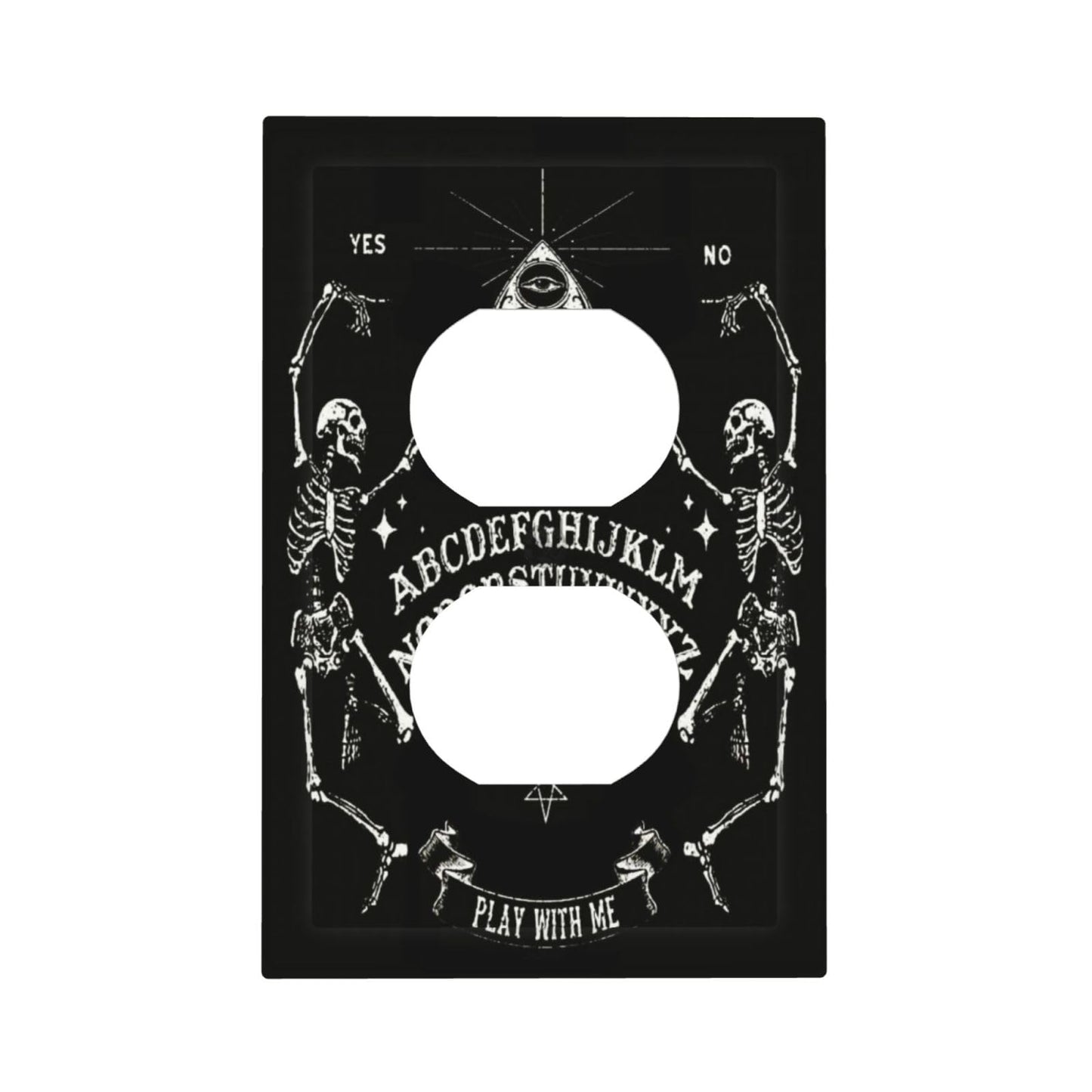 Decorative Dark Skull Gothic Skeleton Duplex Wall Plate 1-Gang Receptacle Outlet Cover Cool Halloween Funny Hippy Mystic Eyes Lovers Aesthetic Electrical Light Faceplate Switch Plate Covers