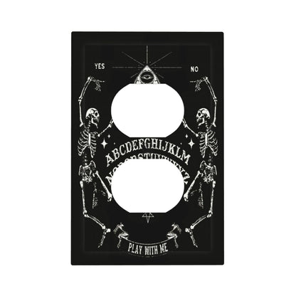 Decorative Dark Skull Gothic Skeleton Duplex Wall Plate 1-Gang Receptacle Outlet Cover Cool Halloween Funny Hippy Mystic Eyes Lovers Aesthetic Electrical Light Faceplate Switch Plate Covers