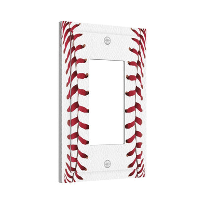 Spshian Outlet Covers Baseball Sports Cool Red White 1 Gang Light Switch Cover Plate Single Rocker Switch plate Covers Decorative Wall Plates Electrical GFCI Receptacle for Bathroom Bedroom Decor