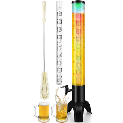 COSYOO Drink Tower, 3L Mimosa Tower Dispenser With Ice Tube and Led Light, Tabletop Beer Dispenser 3.17 Qt./101oz, Ideal for Parties Bars Pubs Restaurants