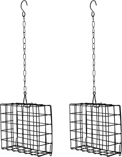 2Pcs Outdoor Suet Cage Bird Feeder, Suets Hanging Bird Feeder fo Attracting Birds, Single Suet Cake Capacity, Fruit Holder Style for Garden Yard Outside Hanging