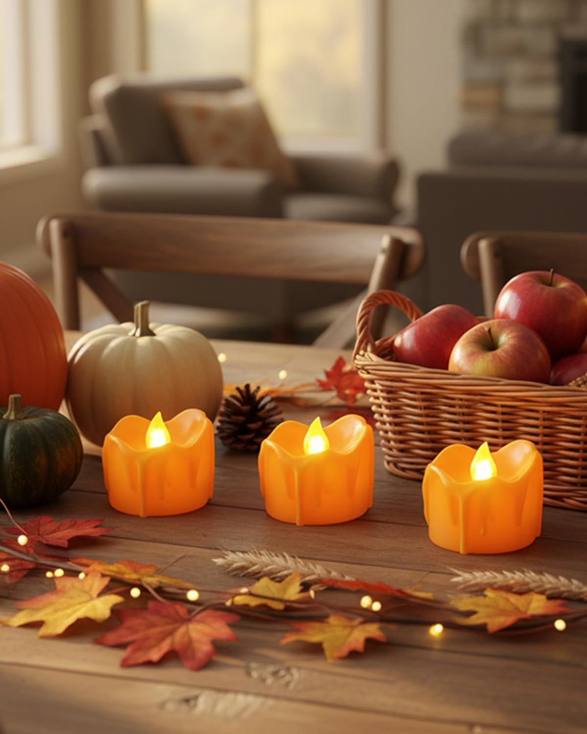 ONEIHOMM Halloween Orange Timer Tealights for Fall Decor, 12PCS