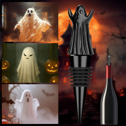 MR.BARWARE Ghost Wine Stopper – Spooky Gift for Men Women, Black Ghost-Shaped Bar Accessory with Gift Bag, Perfect for Halloween Birthday Fathers Day Christmas