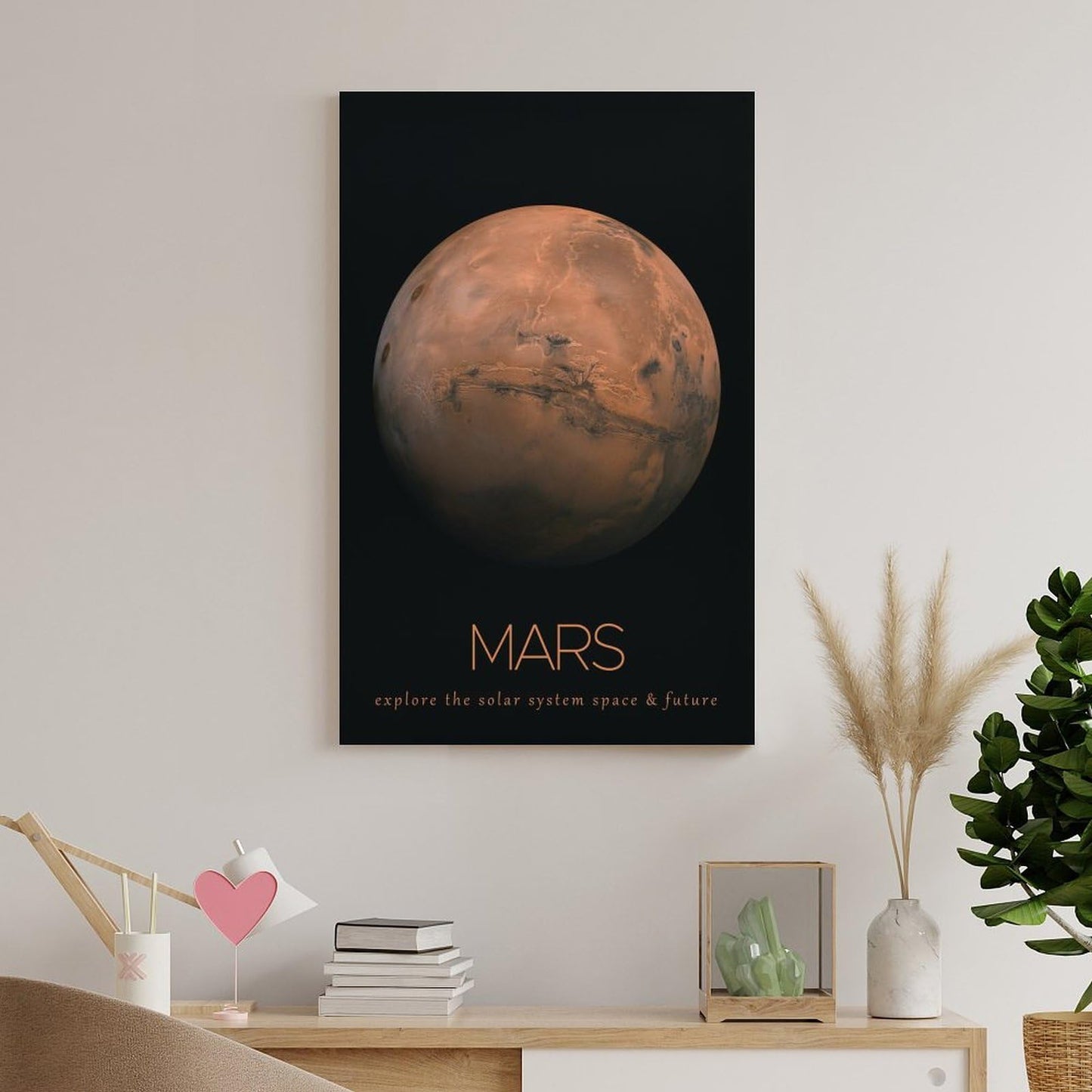LGDSBHH Minimalist Mars Solar System Canvas Wall Art - Educational Space Planet Poster - Science Classroom & Kids Bedroom Decor - 12x18 Inch (Unframed)
