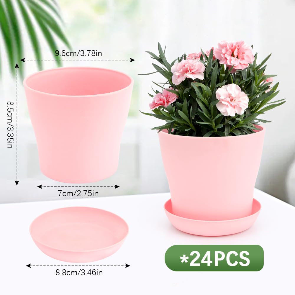 OALCQ 4 Inch Small Flower Pots - 24 Pcs, 8 Colors, Indoor Plant Pots with Drainage