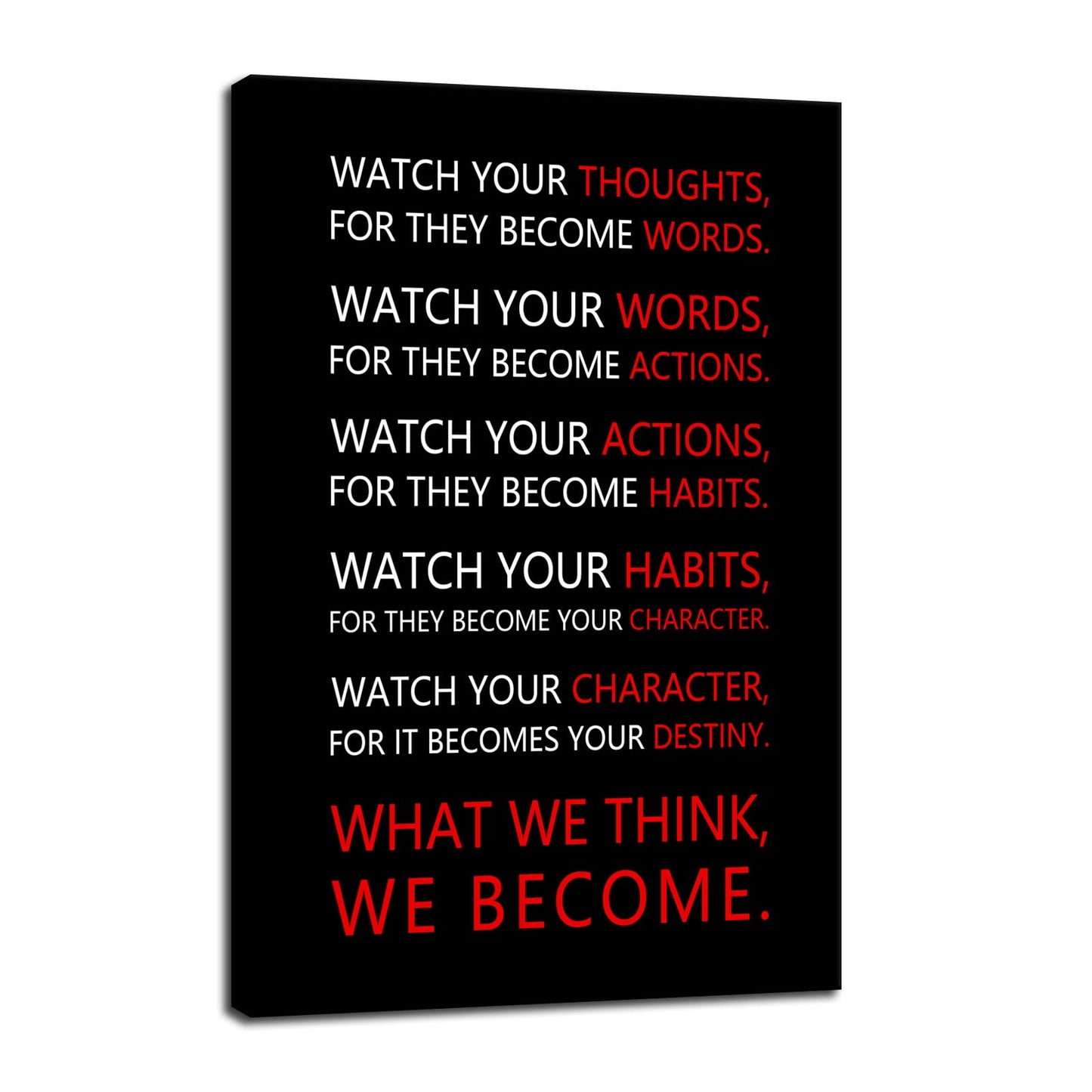 Motivational Wall Art for Office Watch Your Thoughts Inspirational Canvas Painting Inspiring Quotes Posters Prints Artwork Living Room Home Decor Framed Ready to Hang [24''W x 36''H]