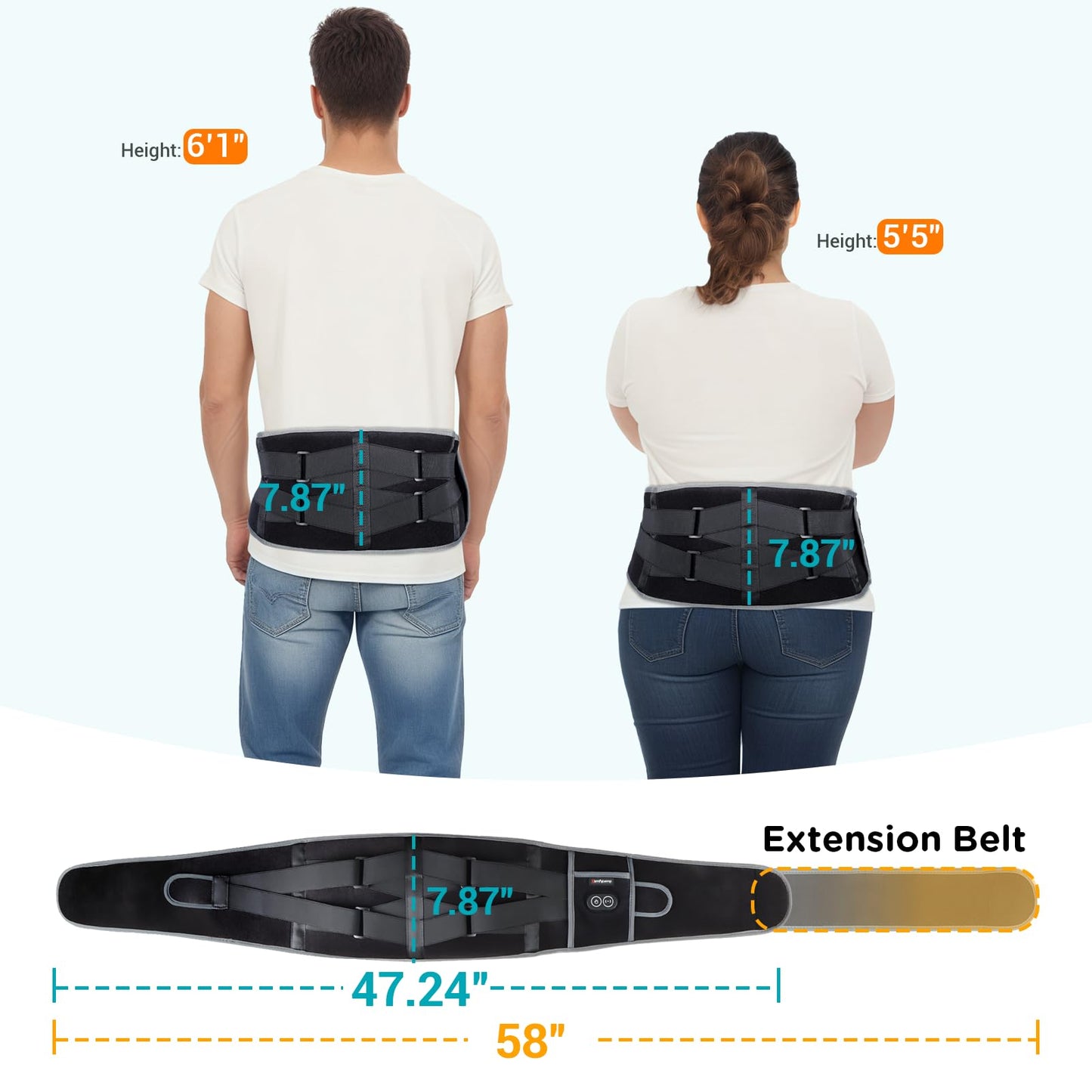 Comfytemp Cordless Heating Pad with Massager for Back Pain Relief, Portable Lower Back Massager FSA Eligible HSA Rechargeable, Birthday Gifts for Women Men Mom Dad Seniors Christmas 3 Heat 30 Auto-Off