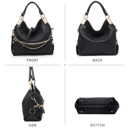 Dasein Women's Large Hobo Bag with Rhinestone Accents Vegan Leather Tote Purse Shoulder Handbag for Ladies (Black)