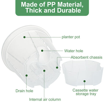 IWNTWY Plant Pots 6 inch Set of 5, Self Watering Pots for Indoor Outdoor, Self Watering Planters Flower Pots with Drainage Hole and Saucer Reservoir (Clear)