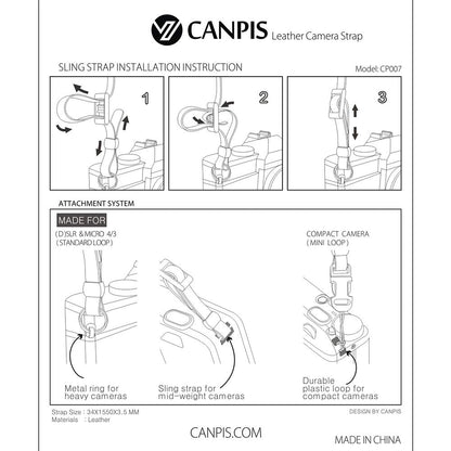 CANPIS Soft Leather Camera Shoulder Neck Strap, Brown Color, Adjustable Length compatible with DSLR Cameras Canon Sony Fujifilm Olympus Leica etc.