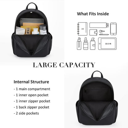 ECOSUSI Women Backpack Purse Water Resistant PU Leather Backpack Fashion Rucksack Ladies College Daypack with Tassel,2 Pcs