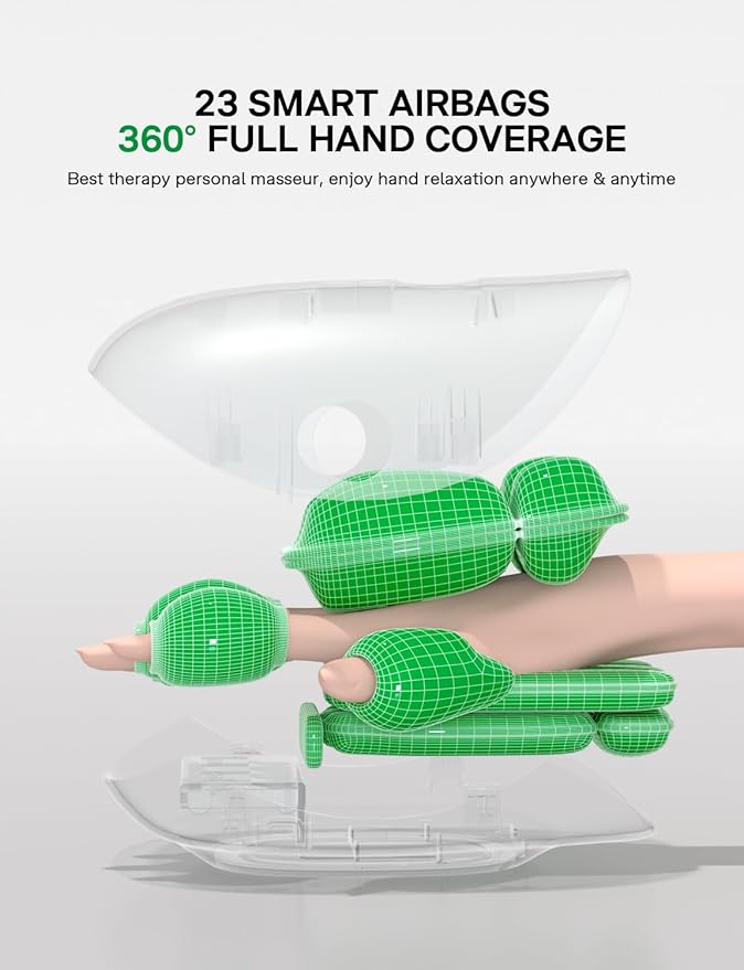 Medisana Hand Massager with Heat and Compression, Cordless Hand Massager for Arthritis and Carpal Tunnel Relief, Knuckle Stretching Massage, Birthday Christmas Gifts for Men Women Dad Mom-Black