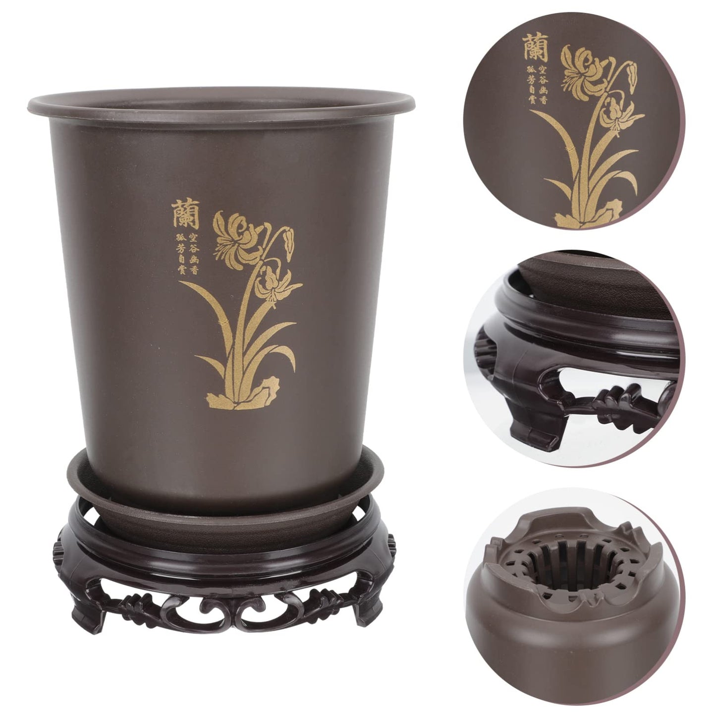 GANAZONO 2 PCS Orchid Flowerpots Rounded Flower Pots Plant Pots Plastic with Holes Drainage Base for Outdoor