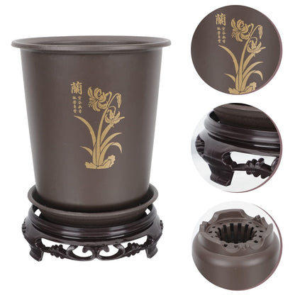 GANAZONO 2 PCS Orchid Flowerpots Rounded Flower Pots Plant Pots Plastic with Holes Drainage Base for Outdoor