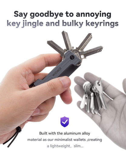 withkit Life Metal Fit Key Chain Minimalist Aluminum Key Holder Organizer with Compact Key Ring and Leather Lanyard Keychain Accessories