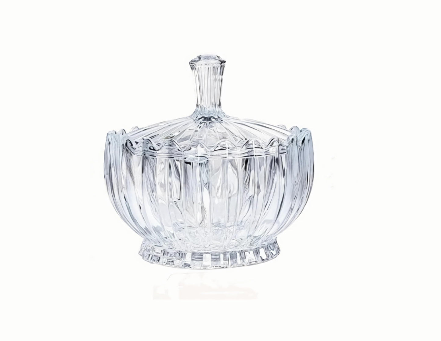 HMFDYHz Glass Candy Dish with Lid, 17oz Crystal Glass Candy Bowl, Classic Fancy Glass Canister for Cookies Nuts Chocolates Fruit,Home Wedding Party Decorative Jar (Clear)