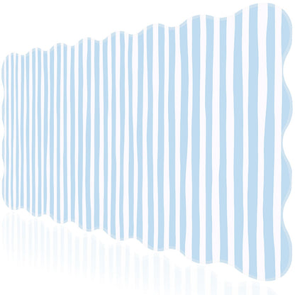 L-SPOUTTO Blue Striped Mouse Pad,Scalloped Desk Mat XXL Large Geometric Gaming Mousepad,35.4x15.7in Non-Slip Rubber Base Keyboard Pad Waterproof Desktop Mat for Laptop Computer Game Home Office