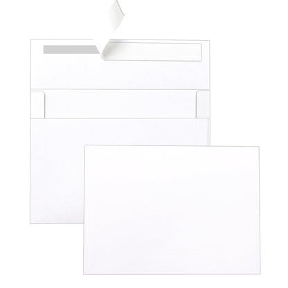Silunkia 100 Packs White Single Panel Blank Cards and Envelopes 5 x 7 Heavy Flat Cardstock and A7 Envelopes Self Seal for Wedding Invitations, Birthday Party, DIY Greeting Cards, Graduations