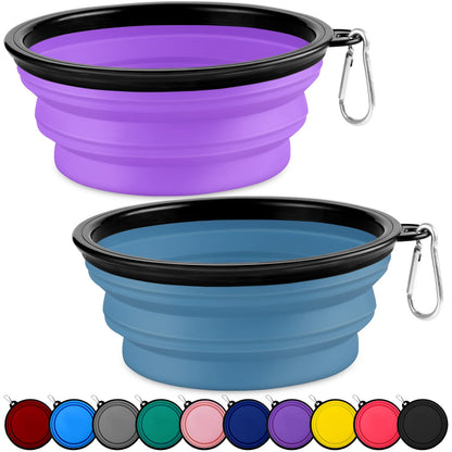 Collapsible Dog Bowls-2 Pack Large Size for Large/Medium Dogs, Pet Travel Water Bowl, Dogs Cat Portable Water Bowl, Dog Pet Feeding Watering Dish Outdoor Hiking Parking Traveling with 2 Carabiners
