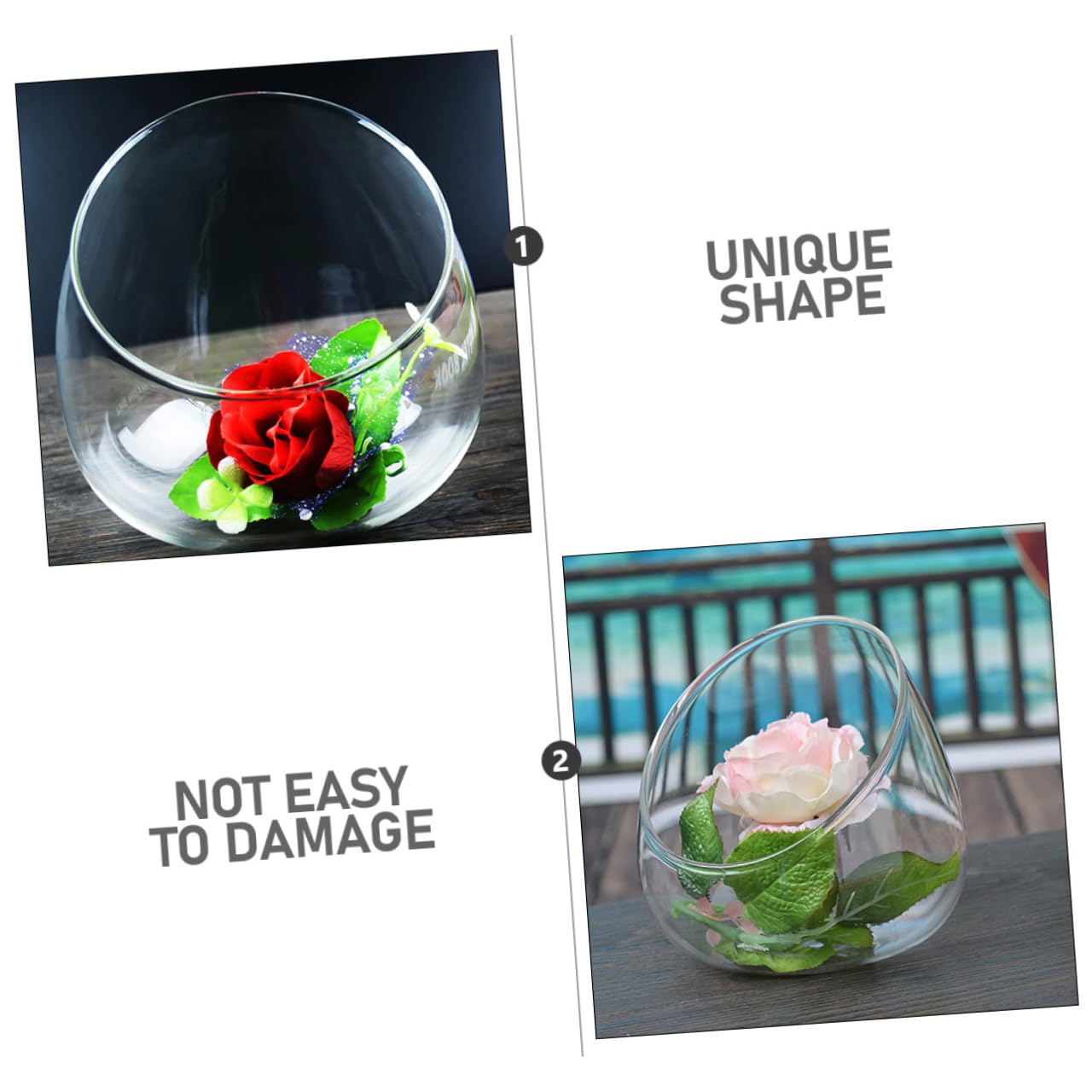 Homoyoyo 3pcs Glass Slant Cut Terrarium Bottles for Micro Landscape, Tabletop Ecological Glass Display with Angled Opening, Decorative Plant Bottle Set for Home Décor