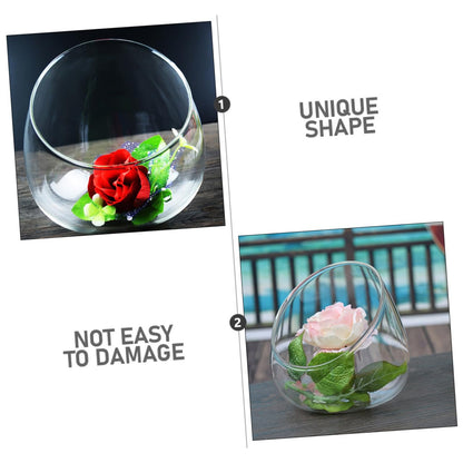 Homoyoyo 3pcs Glass Slant Cut Terrarium Bottles for Micro Landscape, Tabletop Ecological Glass Display with Angled Opening, Decorative Plant Bottle Set for Home Décor