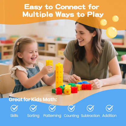 QUYSK Set of 200 Kids Linking Cubes for Math, STEM Connecting Cubes Math Manipulatives Kids Counting Blocks for Classroom Learning Supplies for Preschool and Elementary Children