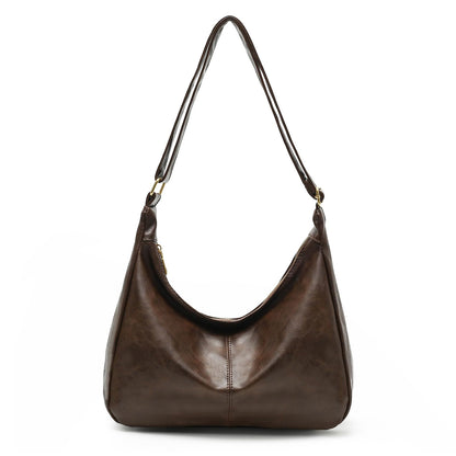 Slouchy Vegan Leather Shoulder Bag for Women,Trendy Soft Crossbody Hobo Bags,Stylish Everyday Tote Purses Handbags (Coffee)