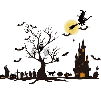 TaoBary 4 Sheet Halloween Window Decals Clings Decor Window Stickers Double Side Clings Decals for Party Decoration with Bat, Witch, Spider, Pumpkin for Halloween Spooky Holiday Fall Party Home Decor