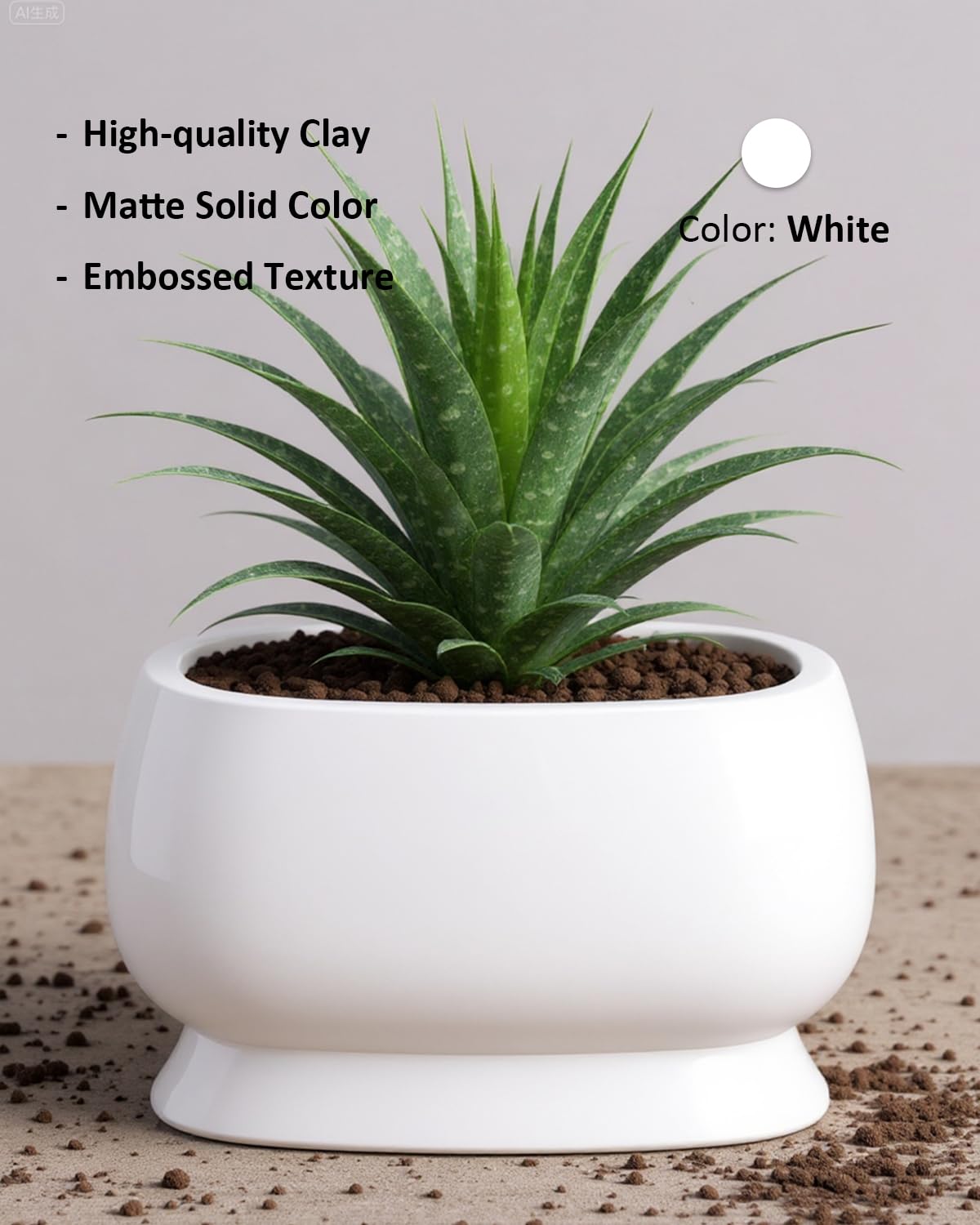 OXART Ceramic Plant pots Indoor Pots Set with Drainage Holes, 11.8+9 inch Flower Pot Rectangle Planters Pots for Plants for Plants Lilies, Cacti, Succulents, and Pothos, No Trays (White-3)
