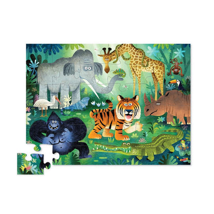 Crocodile Creek Jigsaw Puzzle, 36 Piece for Kids 3 Years and Up, Heavy-Duty Shaped Box for Storage, Finished Puzzle Size 18 x 24 inches, Wild Kingdom