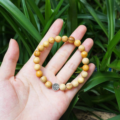 TaHLga 10MM Palo Santo Bracelet with Sterling Silver for Women Men | Beautiful Fragrance | Healing Spiritual Jewelry for Reiki Yoga Deep Meditation