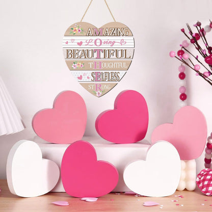 HOURIA Inspirational Mothers Day Decorations (12.2”x11), Heart-Shaped Amazing Mother's Day Wooden Sign for Front Door Wreath Home, Mom Birthday Gifts from Daughter Son