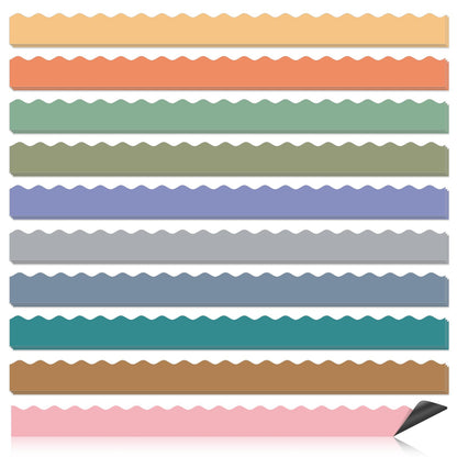 30 Pcs Magnetic Borders for Classroom Whiteboard - Boho Magnetic Bulletin Board Border Set - Neutral Scalloped Chalkboard Border Strips for Teachers, Parents, DIY Home,School & Office Decoration