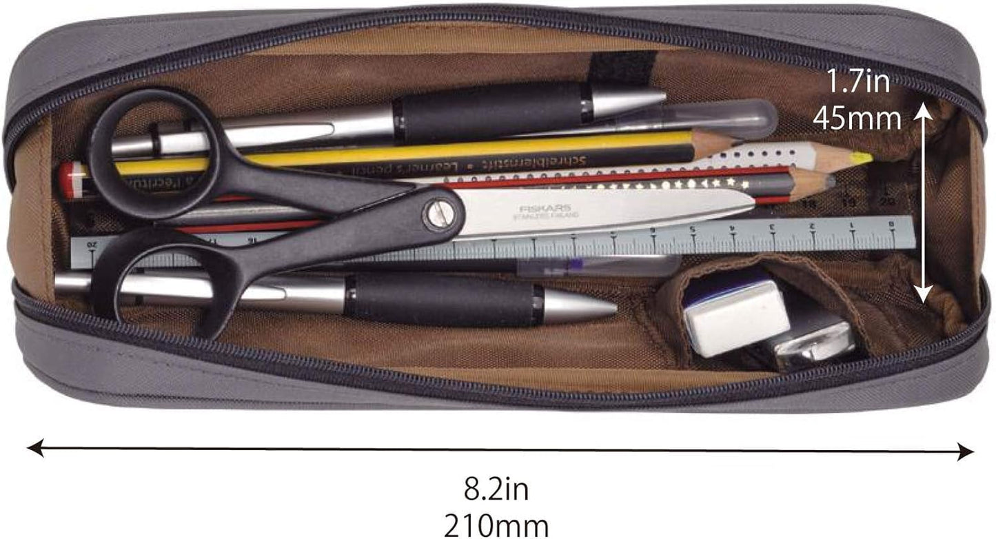 LIHIT LAB Large Capacity Zipper Long Pencil Case For School Office College, Big Capacity Pencil Bag Holder Adults Teen Boys Girls, Travel Cosmetics Storage, Black Camo (A7552-134)